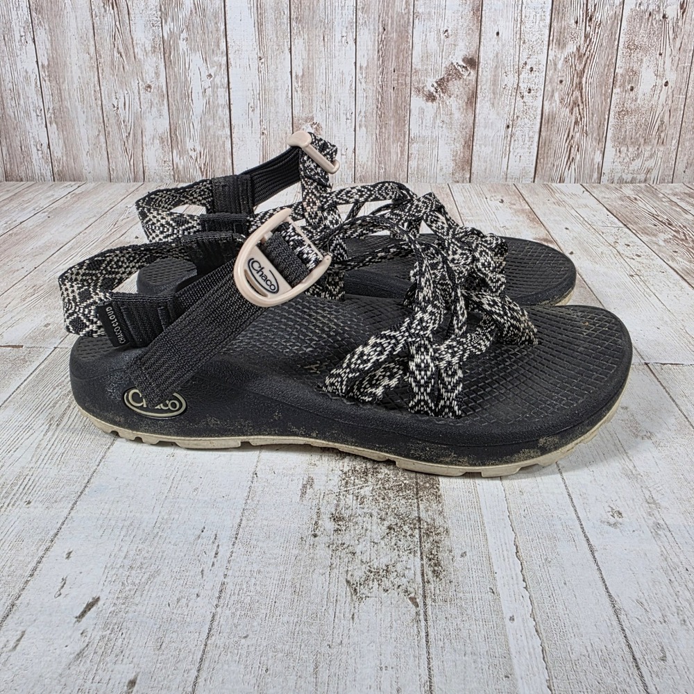 Chaco‎ Z/Cloud 2 Womens Sandals Size 6 Black White Geometric Strappy Hiking